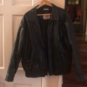 Men’s black leather jacket